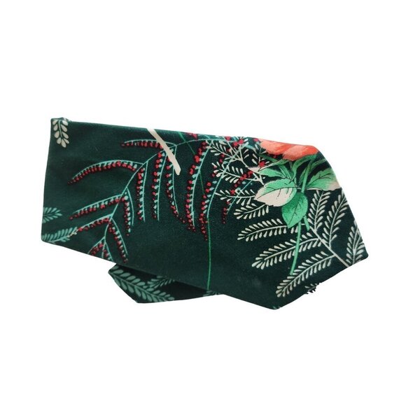 Vintage Trevira 100% Polyester Hawaiian Floral Green Tie - Picture 1 of 5